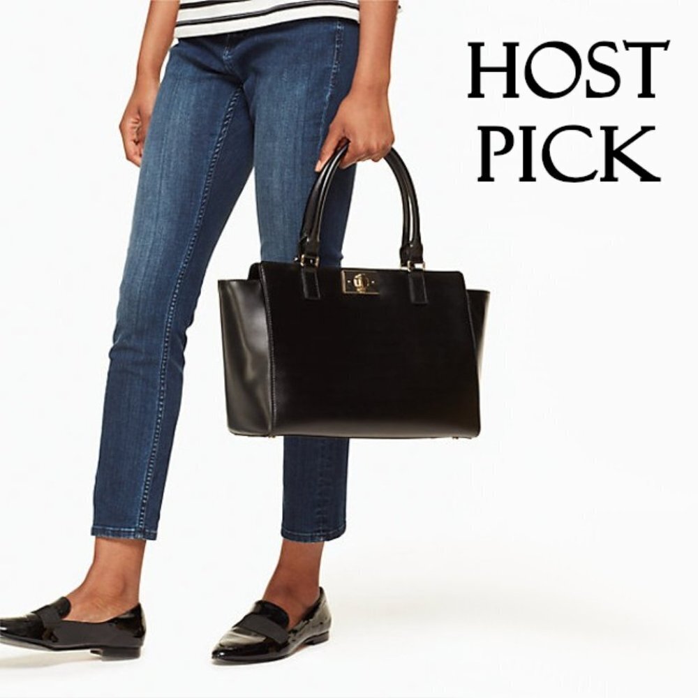 NWT Kate Spade black leather tote handbag